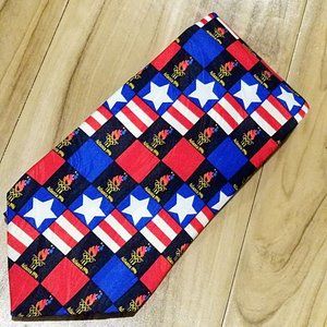 NOS 1996 Atlanta Olympic USA Flag Silk Tie Vintage Stars And Stripes Necktie